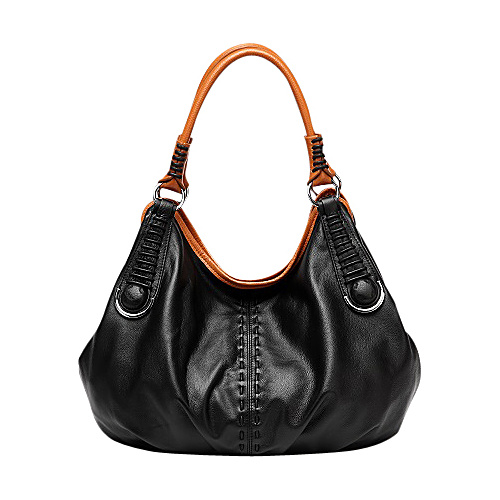 Vicenzo Leather Lisa Italian Leather Hobo Black - Vicenzo Leather Leather Handbags