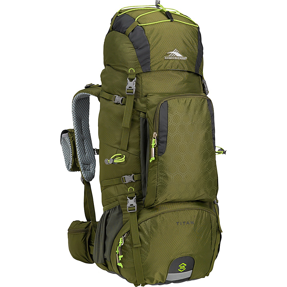 High Sierra Tech 2 Series Titan 55 Frame Pack MOSS MERCURY CHARTREUSE High Sierra Day Hiking Backpacks