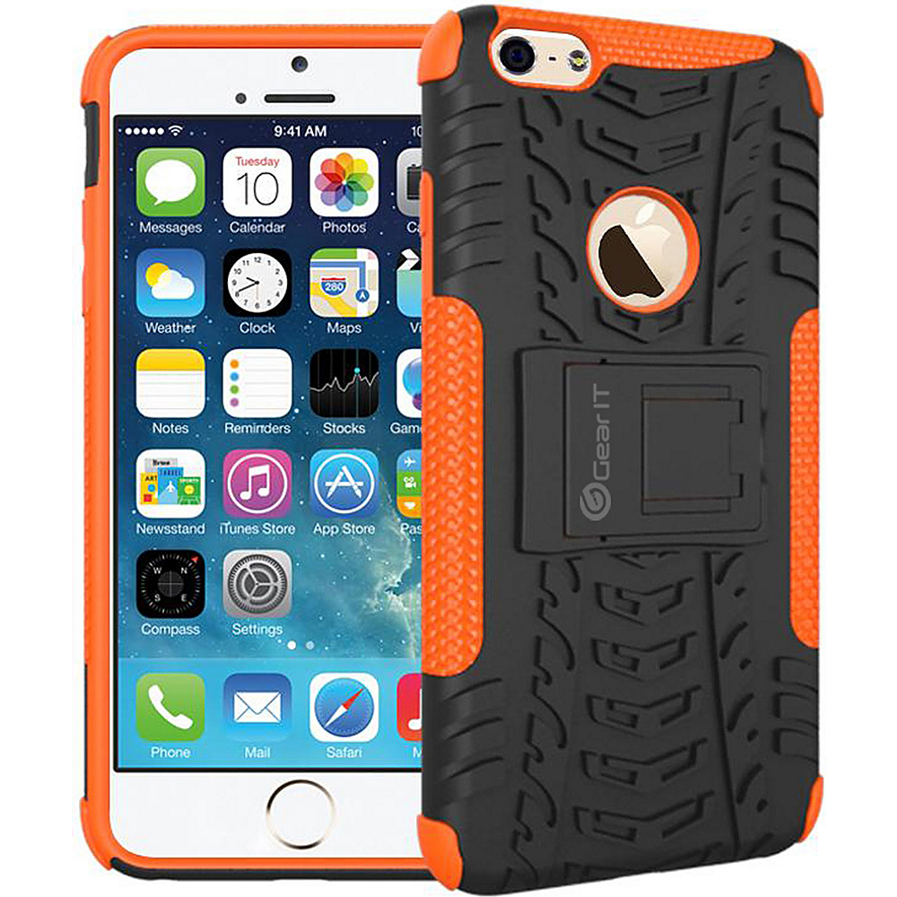 rooCASE Heavy Duty Armor Hybrid Rugged Stand Case for Apple iPhone 6 6s 4.7 Orange rooCASE Electronic Cases
