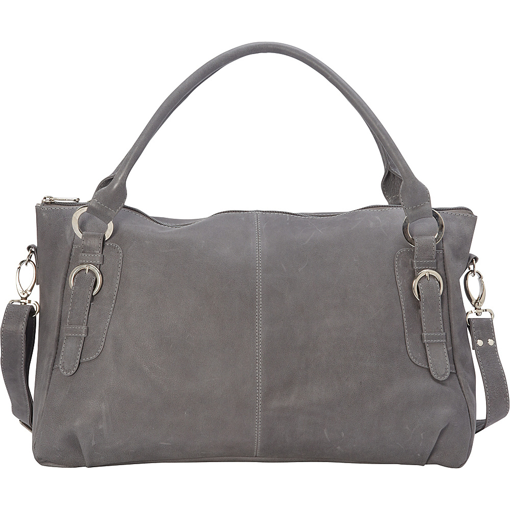 Piel Large Convertible Satchel Handbag Charcoal Piel Leather Handbags