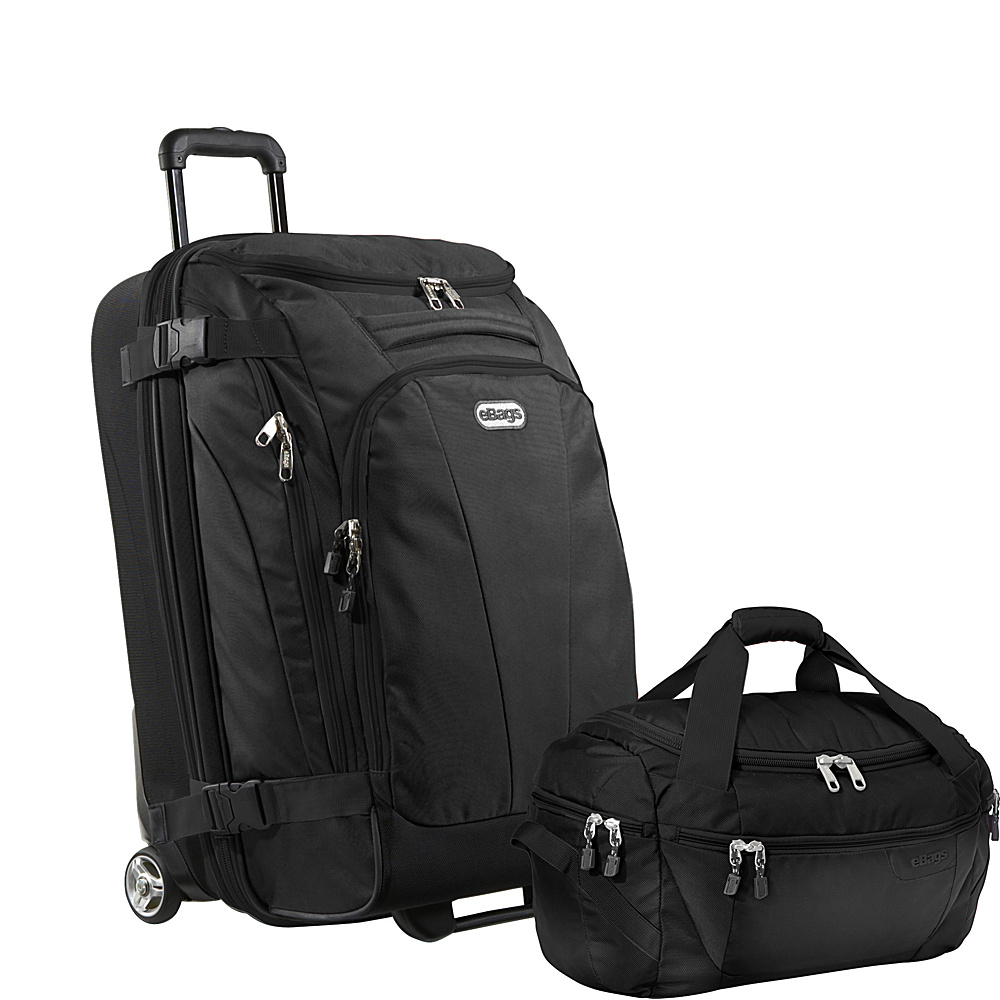 eBags Value Set TLS Companion Duffel TLS Jr 25 Wheeled Duffel Solid Black eBags Luggage Sets