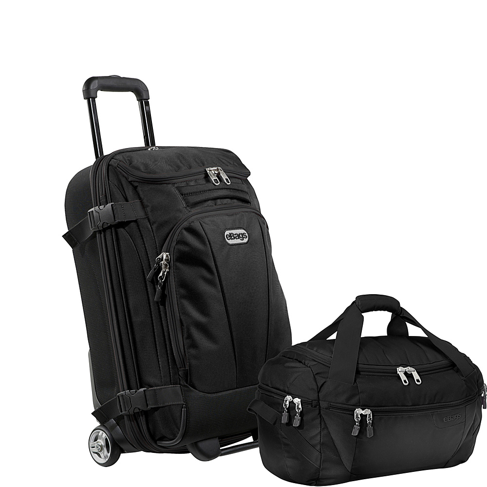 eBags Value Set TLS Companion Duffel TLS Mini 21 Wheeled Duffel Solid Black eBags Luggage Sets