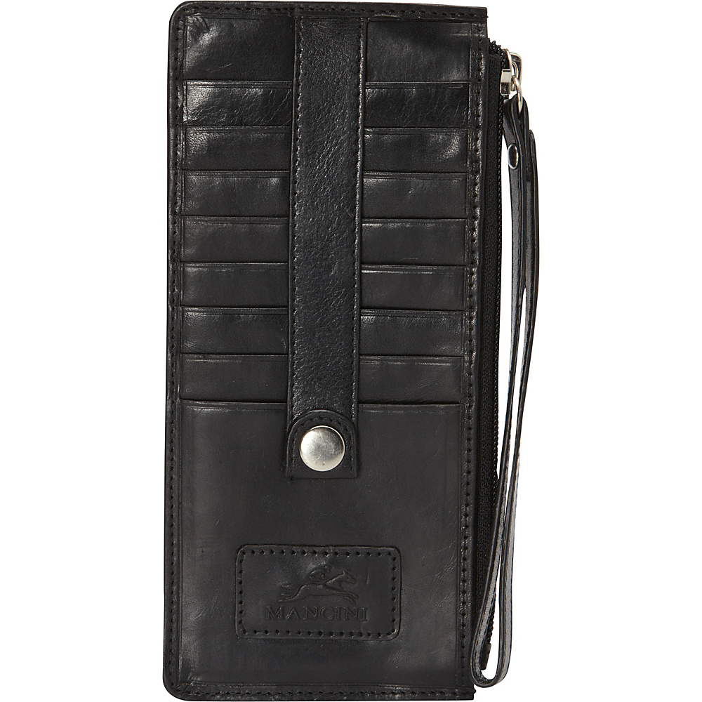 Mancini Leather Goods Ladies Wristlet RFID Secure Black Mancini Leather Goods Women s Wallets