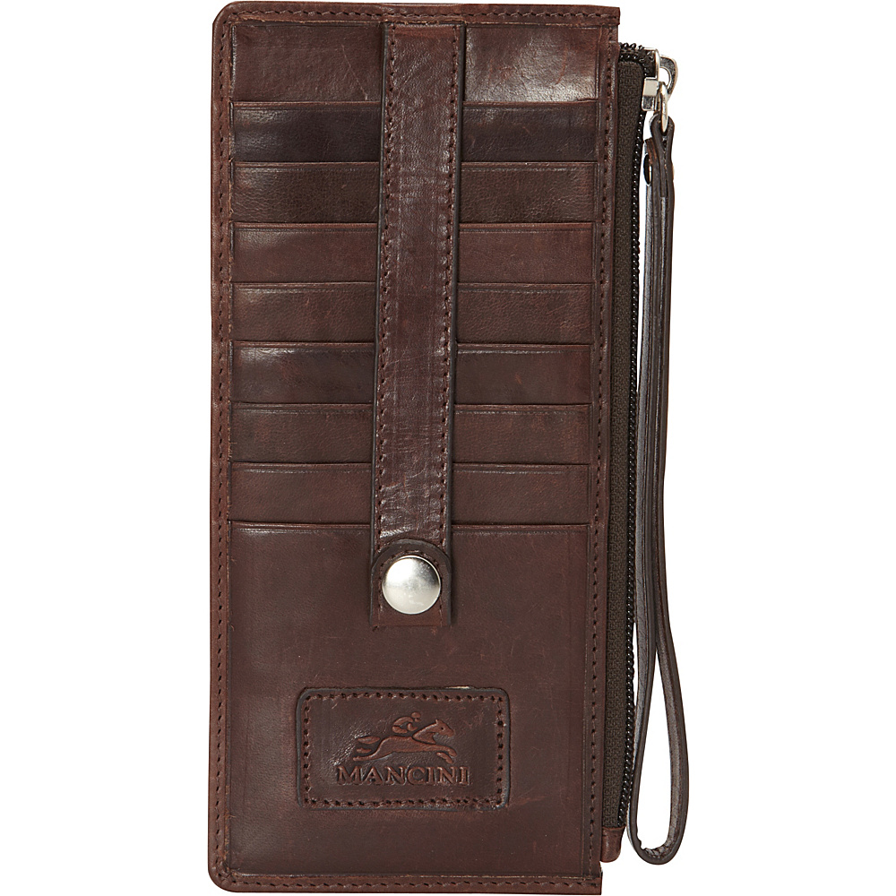 Mancini Leather Goods Ladies Wristlet RFID Secure Brown Mancini Leather Goods Women s Wallets