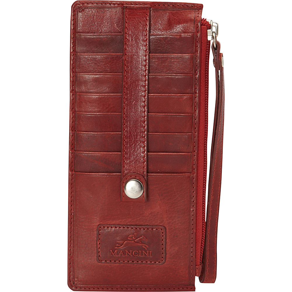 Mancini Leather Goods Ladies Wristlet RFID Secure Red Mancini Leather Goods Women s Wallets