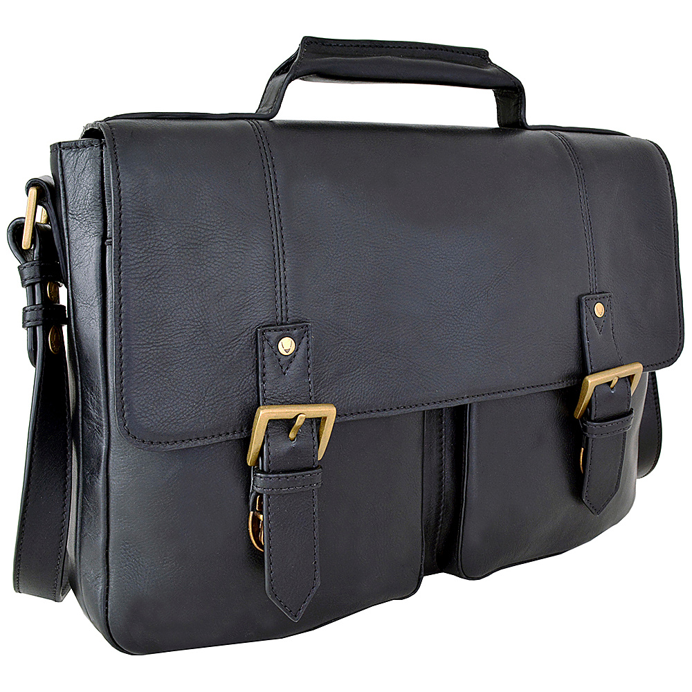 Hidesign Charles Leather 17 Laptop Compatible Briefcase Work Bag Black Hidesign Non Wheeled Business Cases