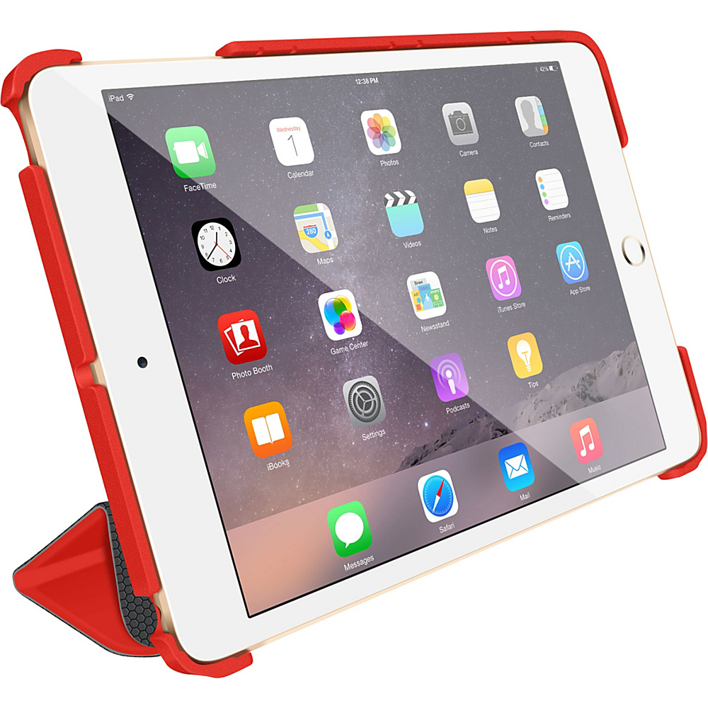 rooCASE Optigon 3D Slim Shell Folio Case Smart Cover for Apple iPad Mini 3 2 1 Red rooCASE Electronic Cases