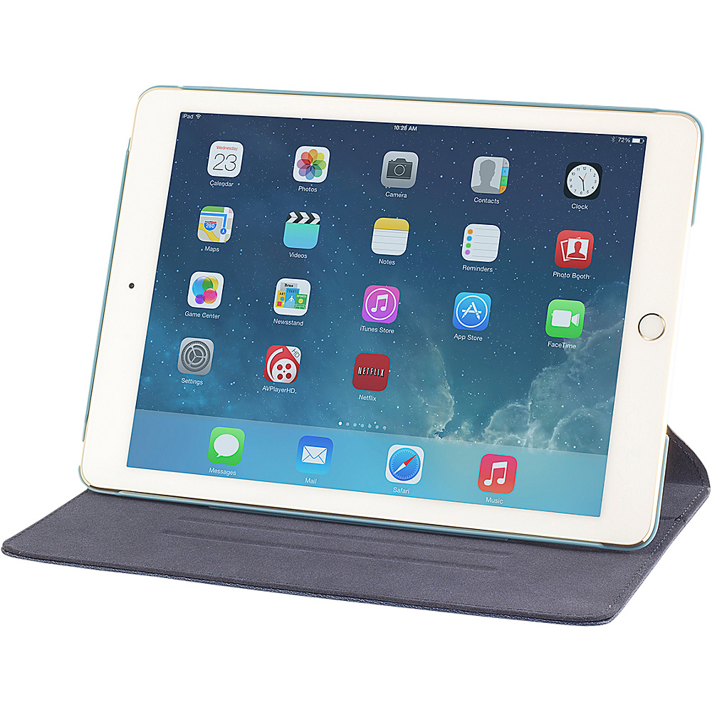 Devicewear Thin Apple iPad Air 2 Case with Six Position Flip Stand and On Off Switch Blue Devicewear Electronic Cases