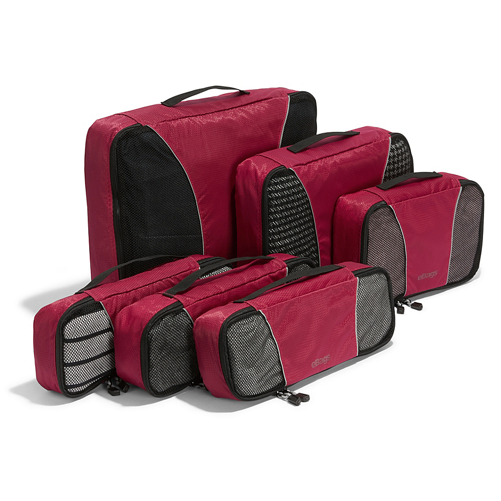 eBags Packing Cubes 6pc Value Set Raspberry eBags Travel Organizers