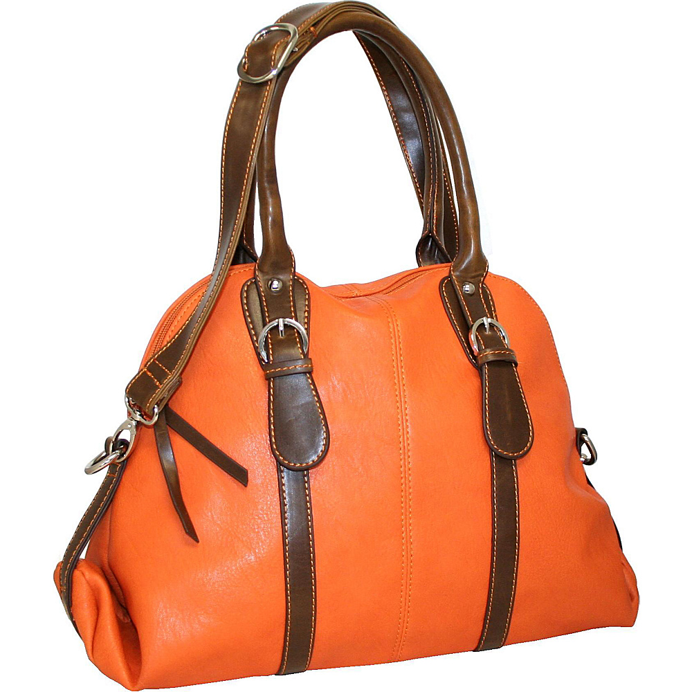 Punto Uno Dolly Dome Satchel Burnt Orange Punto Uno Manmade Handbags