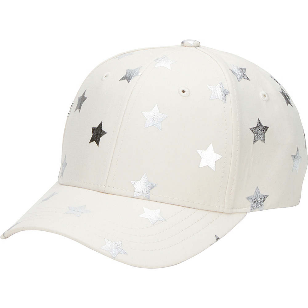 San Diego Hat Silver Foil Star Ball Cap with Leather Back Ivory San Diego Hat Hats