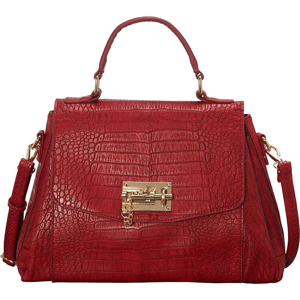 SW Global Ettie Crocodile Pattern Satchel Red SW Global Manmade Handbags