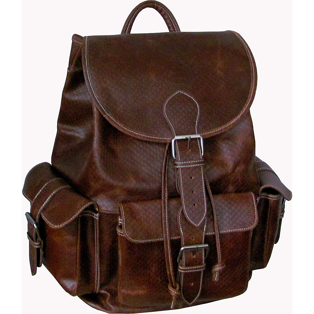 AmeriLeather Vacationer Jumbo Leather Backpack Brown Python AmeriLeather Everyday Backpacks