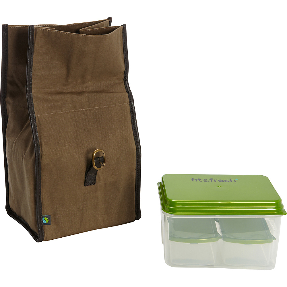 Fit Fresh Classic Insulated Lunch Bag Kit with Reusable Containers Brown Fit Fresh Travel Coolers