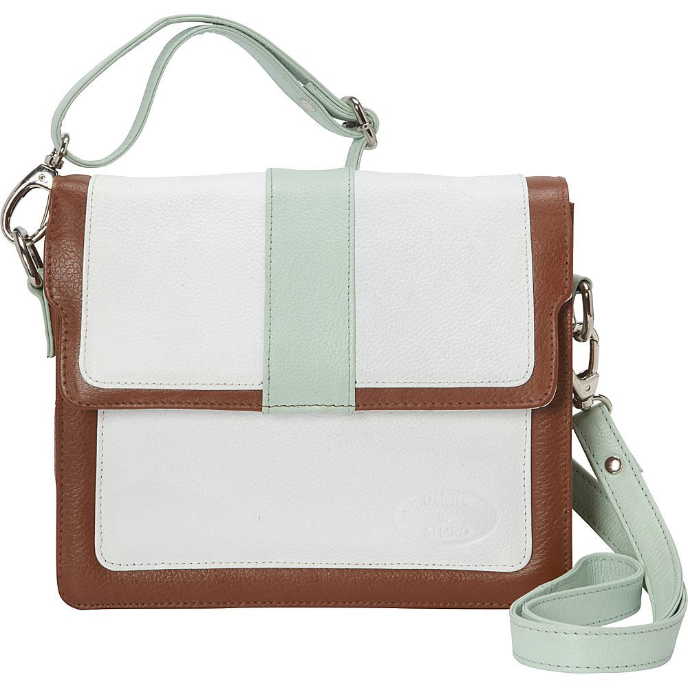 Sharo Leather Bags Colorblock Leather Cross Body Bag White Mint Brown Sharo Leather Bags Leather Handbags