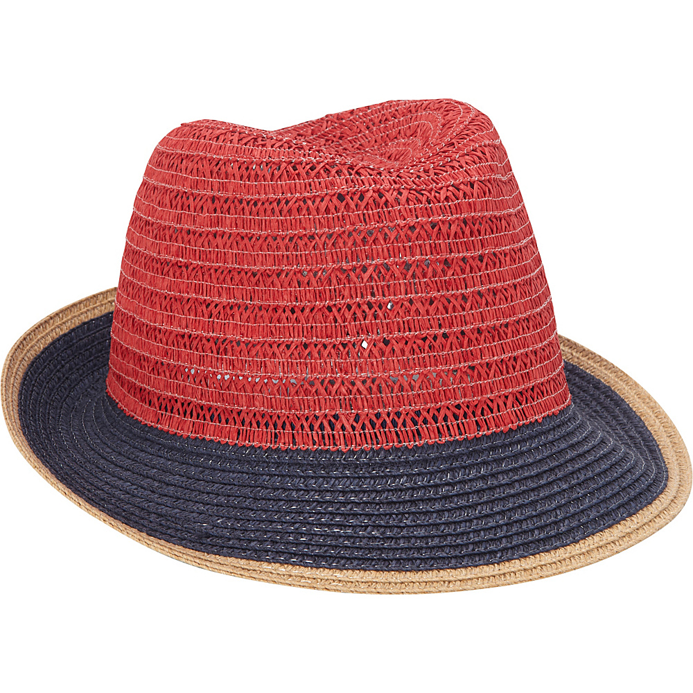 Magid Paper Straw Crochet Fedora Red Multi Magid Hats Gloves Scarves
