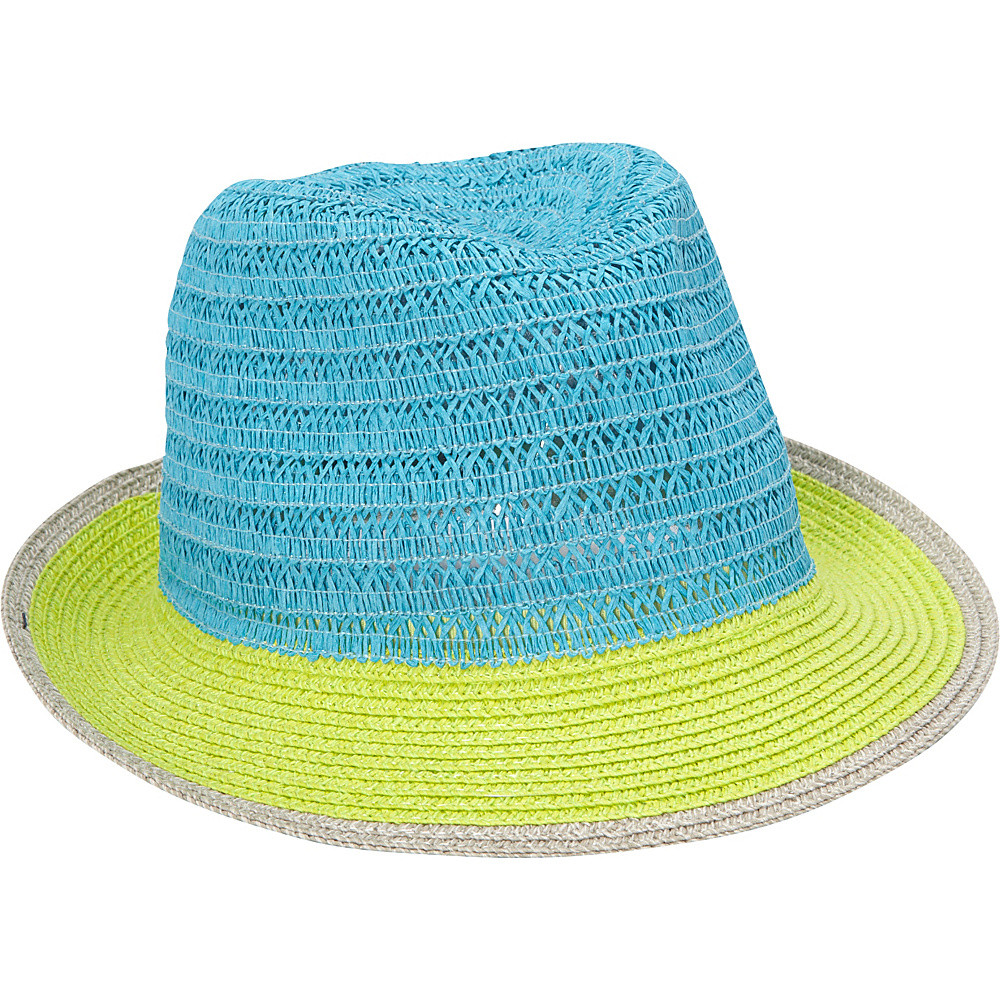 Magid Paper Straw Crochet Fedora Turquoise Multi Magid Hats Gloves Scarves