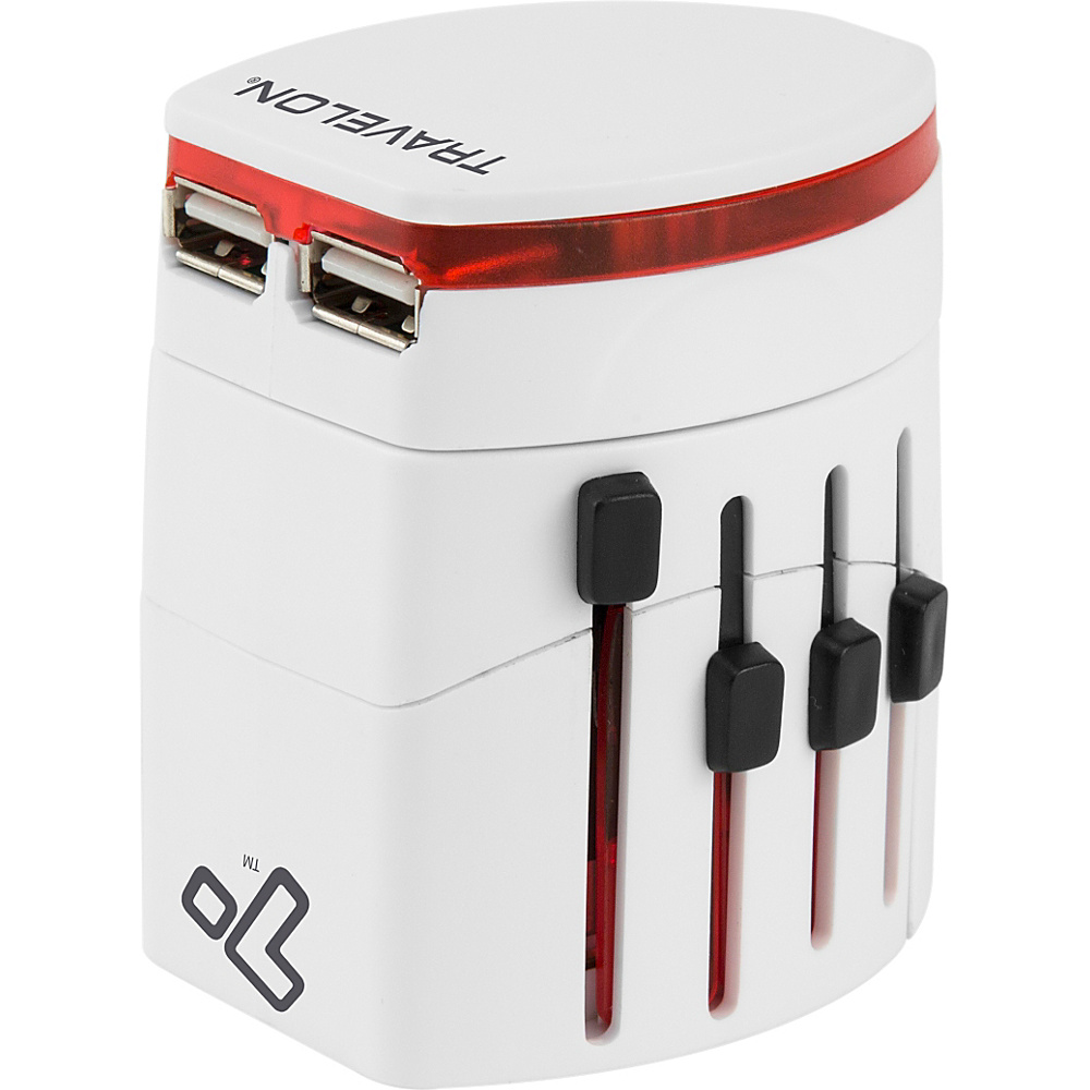 Travelon Worldwide Travel Adapter with 2 USB Chargers White Travelon Travel Electronics