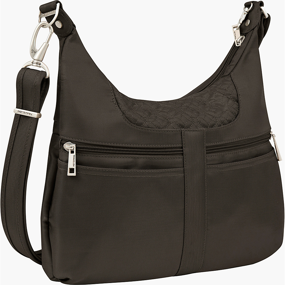 Travelon Anti theft Signature Multi Pocket Hobo Bag Truffle Coral Travelon Fabric Handbags