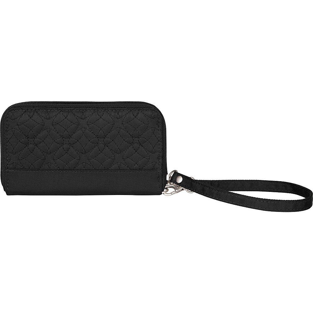 Travelon RFID Signature Embroidered Phone Clutch Wallet Black Travelon Ladies Clutch Wallets