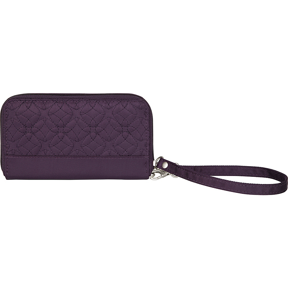 Travelon RFID Signature Embroidered Phone Clutch Wallet Eggplant Travelon Women s Wallets