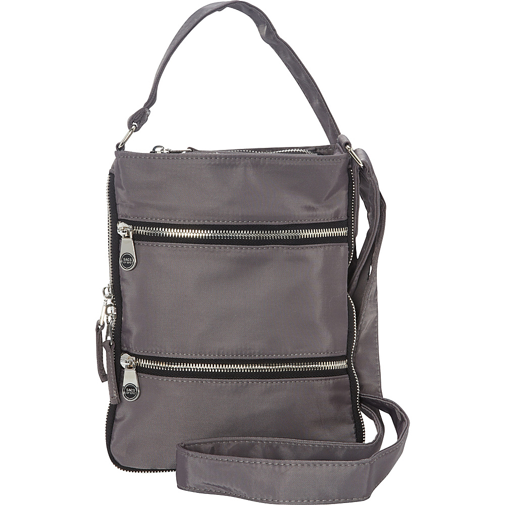 Sacs Collection by Annette Ferber Mini Zip Up Expandable Cross body Charcoal Sacs Collection by Annette Ferber Fabric Handbags