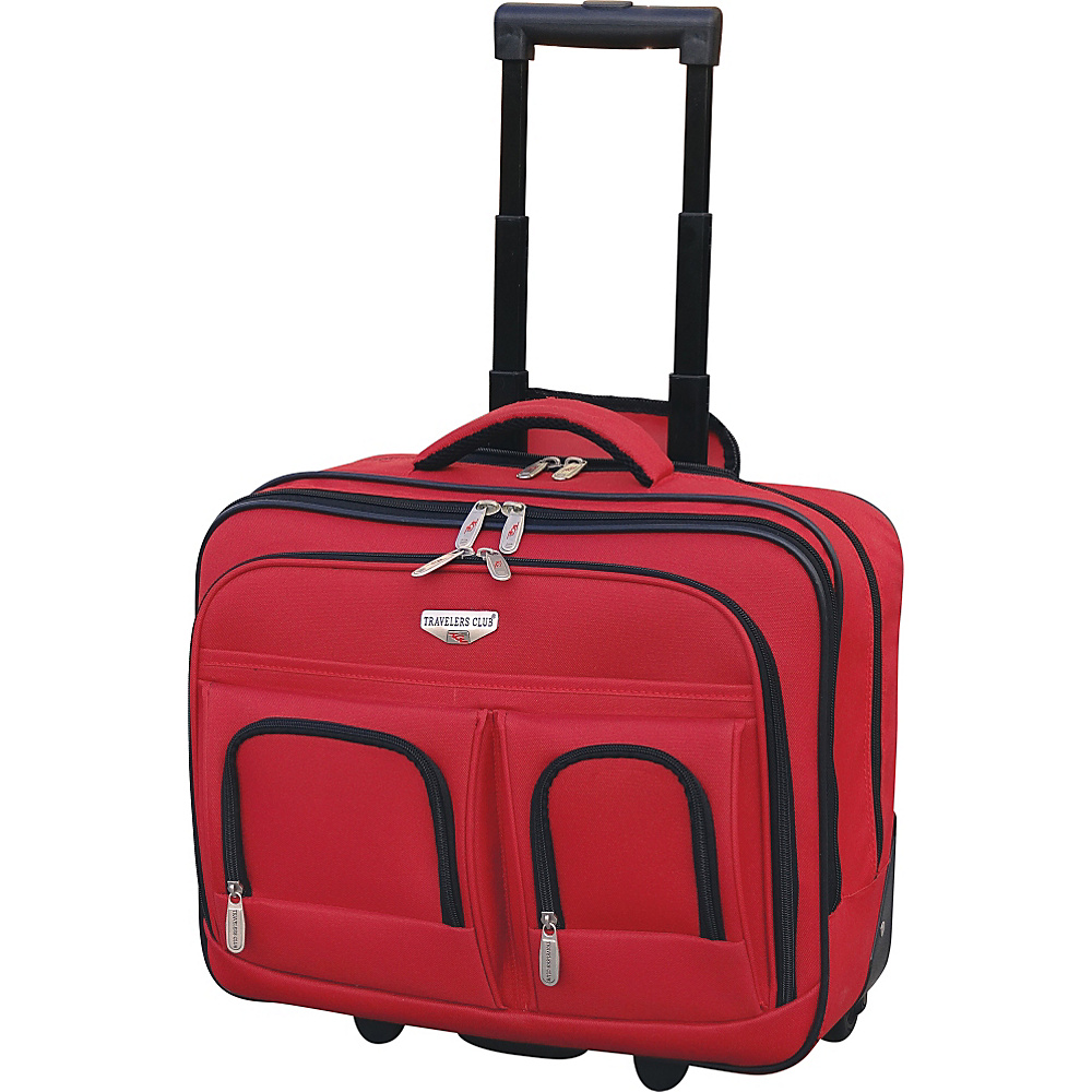 Travelers Club Luggage 17 2 Section Rolling Briefcase w Padded Laptop Compartment Red Travelers Club Luggage Wheeled Business Cases