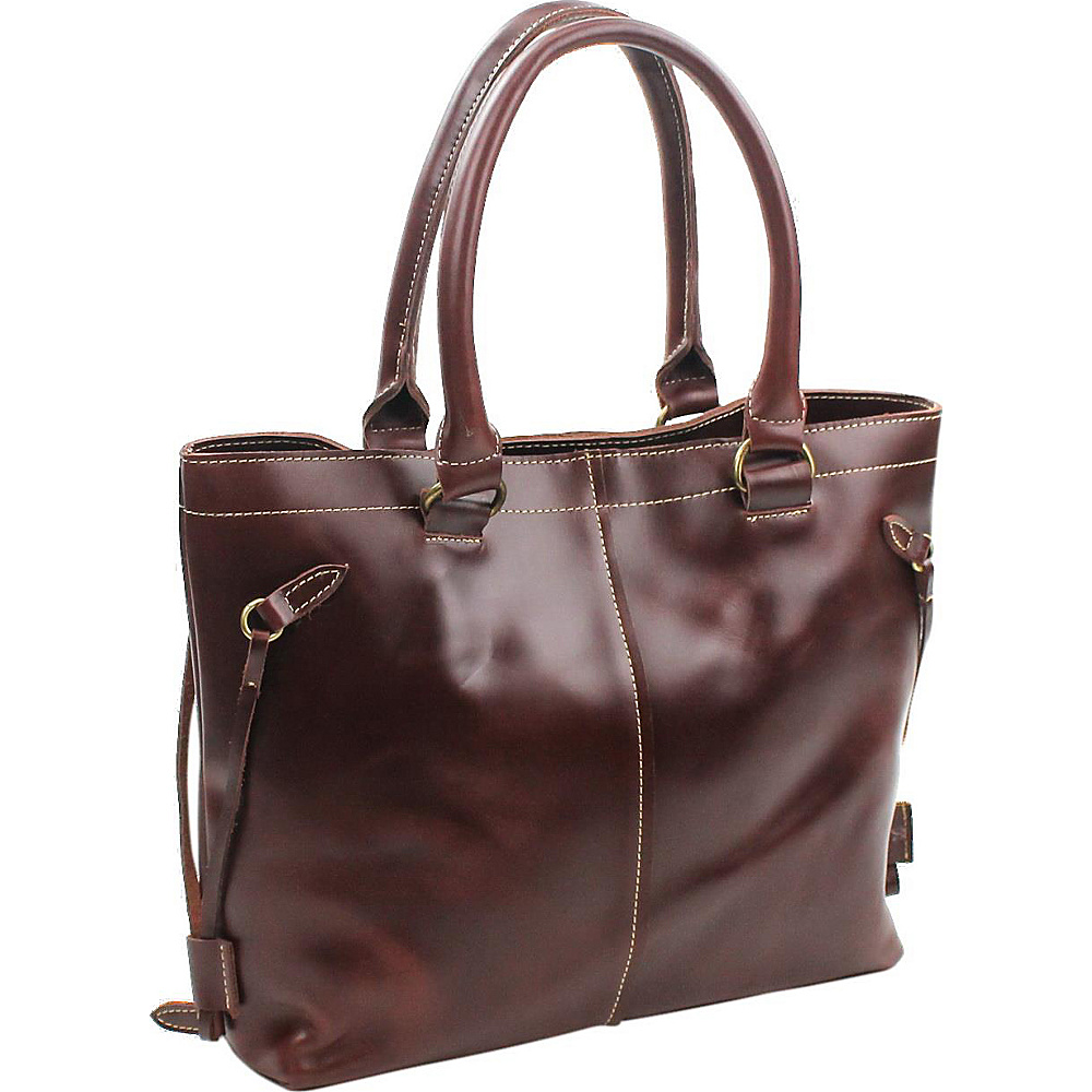 Vagabond Traveler 15" Leather Shoulder Bag Wine Red - Vagabond Traveler Leather Handbags