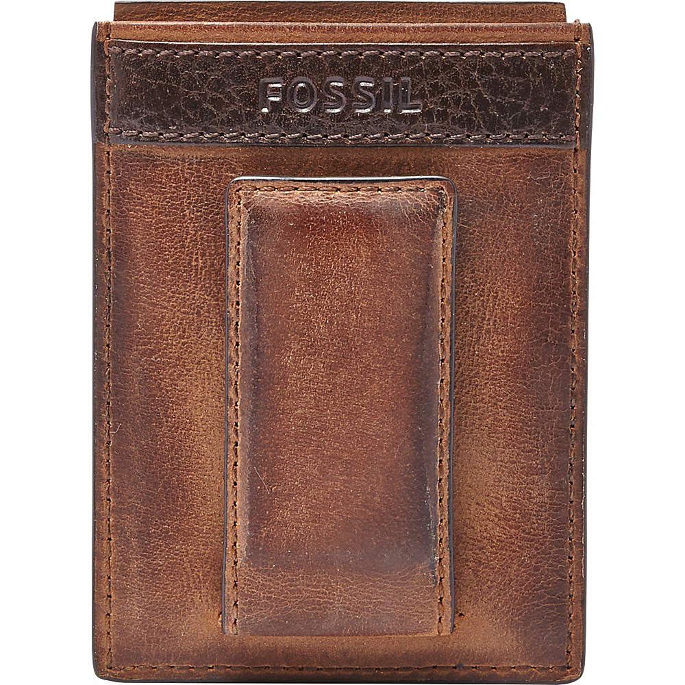 Fossil Quinn Magnetic Card Case Brown Fossil Men s Wallets