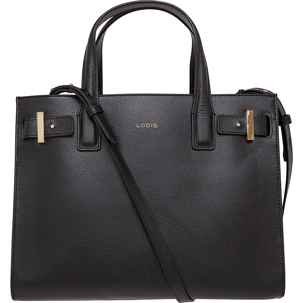 Lodis Stephanie Tara Satchel with RFID Protection Black Lodis Leather Handbags