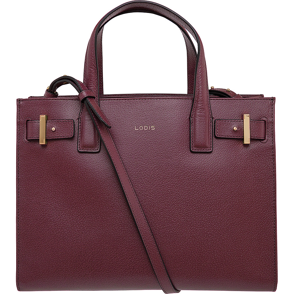 Lodis Stephanie Tara Satchel with RFID Protection Burgundy Lodis Leather Handbags