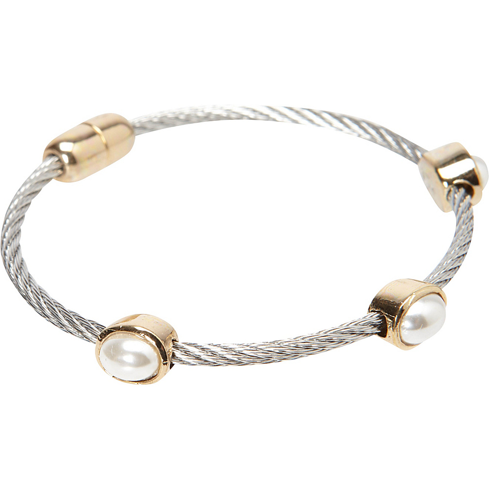 Samoe Pearl Two Tone Cable Bracelet Two Tone Samoe Jewelry