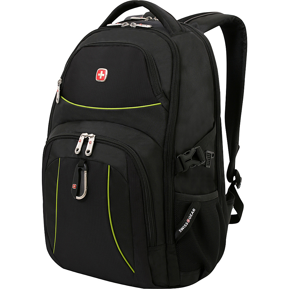 SwissGear Travel Gear 18.5 ScanSmart Laptop Backpack 3255 Black Cod Neon Green SwissGear Travel Gear Laptop Backpacks