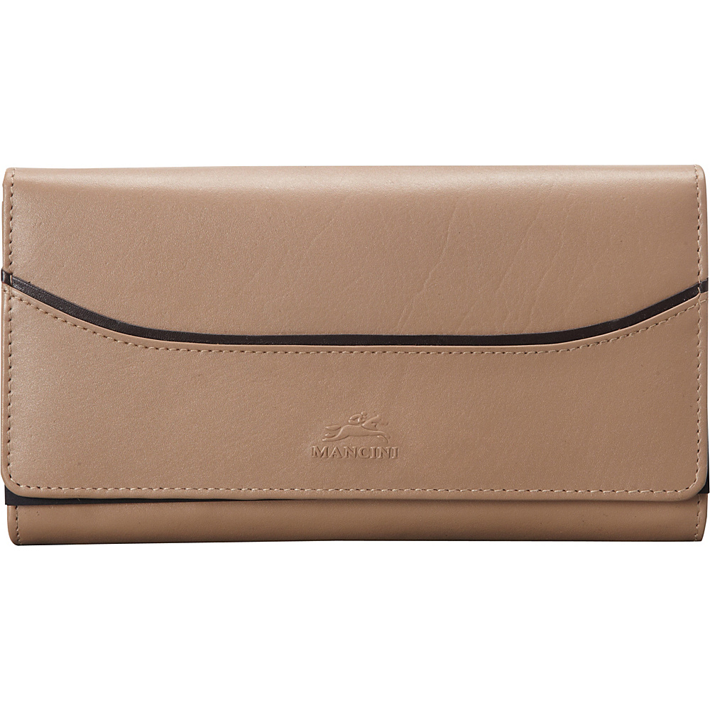 Mancini Leather Goods RFID Secure Gemma Clutch Wallet Taupe Mancini Leather Goods Women s Wallets