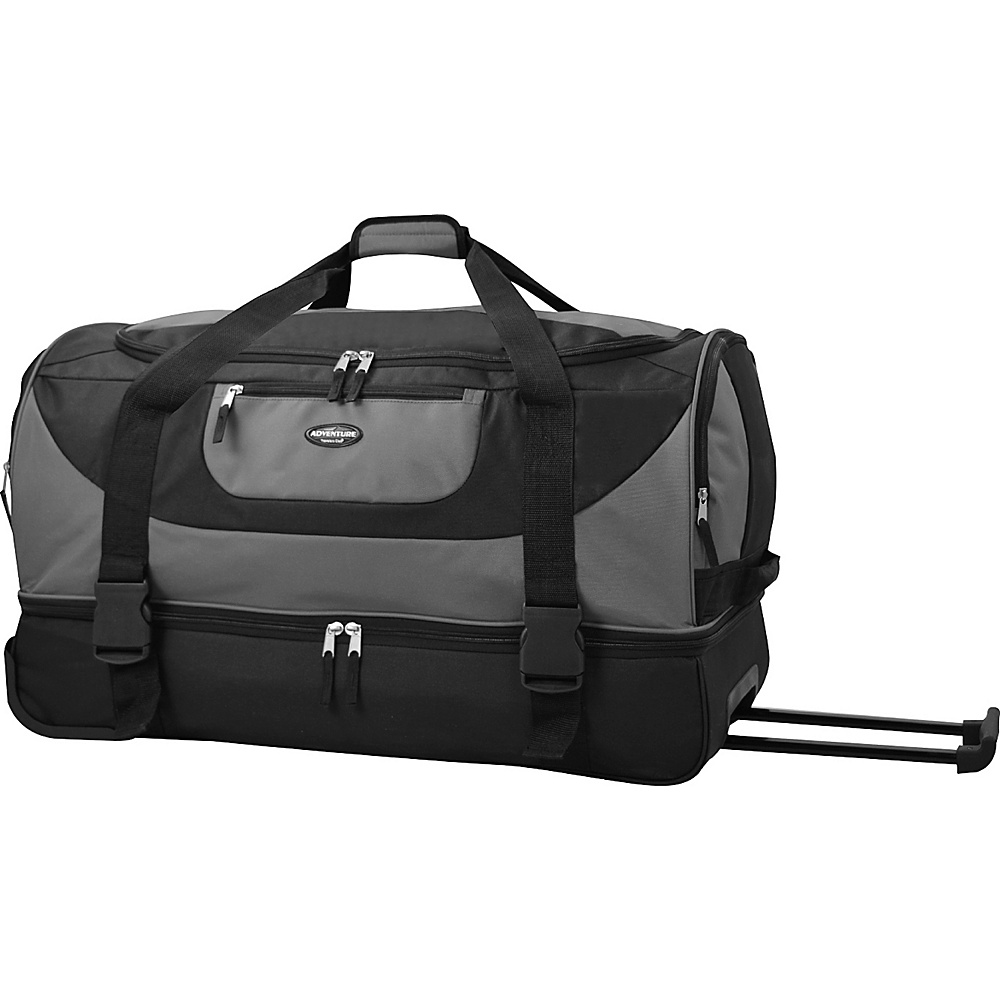 Travelers Club Luggage Adventure 30 2 Section Drop Bottom Rolling Duffel Grey Travelers Club Luggage Rolling Duffels