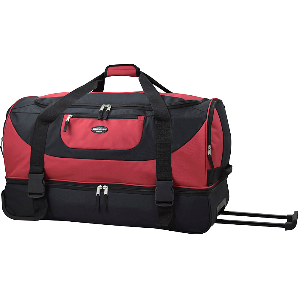 Travelers Club Luggage Adventure 30 2 Section Drop Bottom Rolling Duffel Red Travelers Club Luggage Rolling Duffels