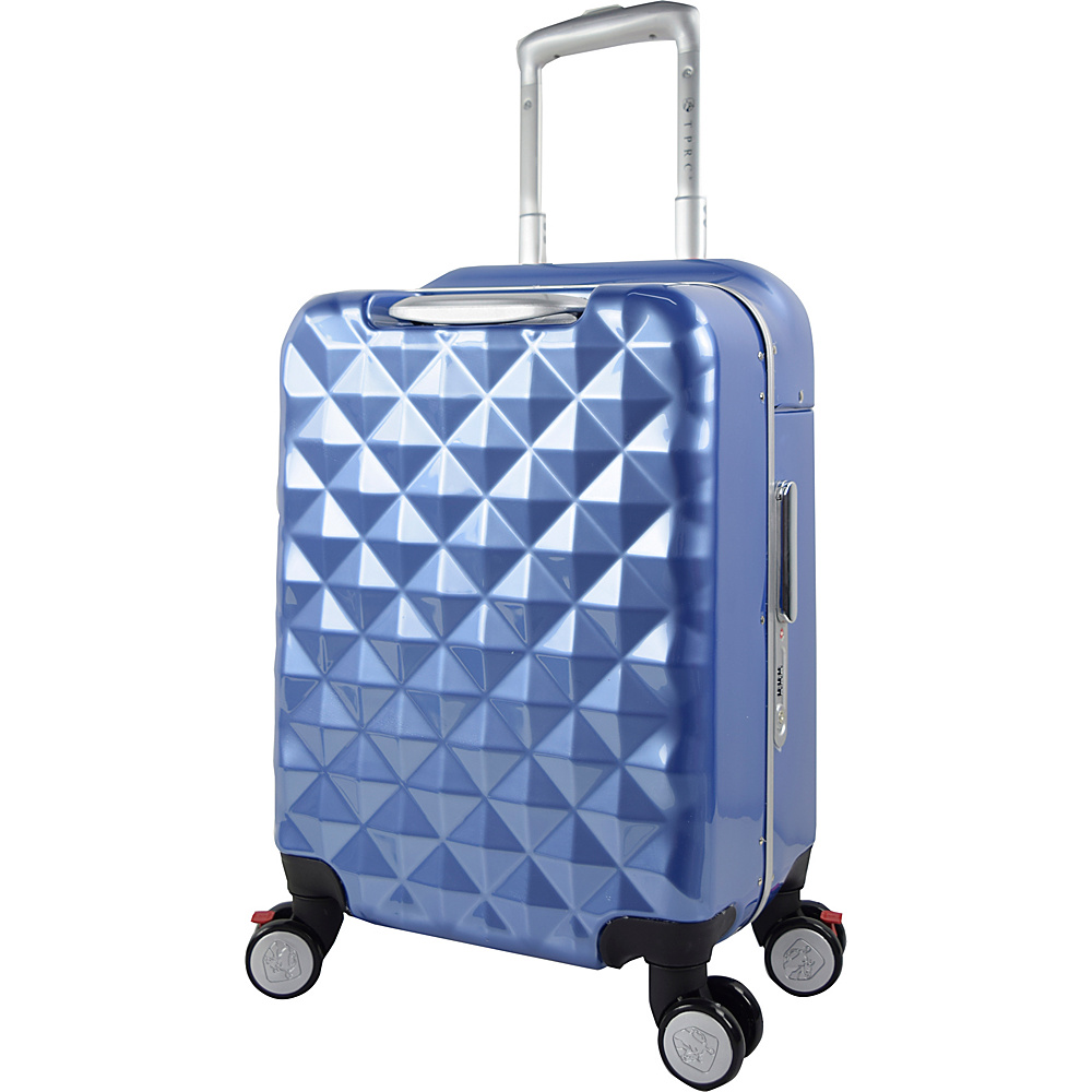 Travelers Club Luggage Prism 20 Seat On Double Spinner Carry On w Aluminum Frame Blue Travelers Club Luggage Softside Carry On