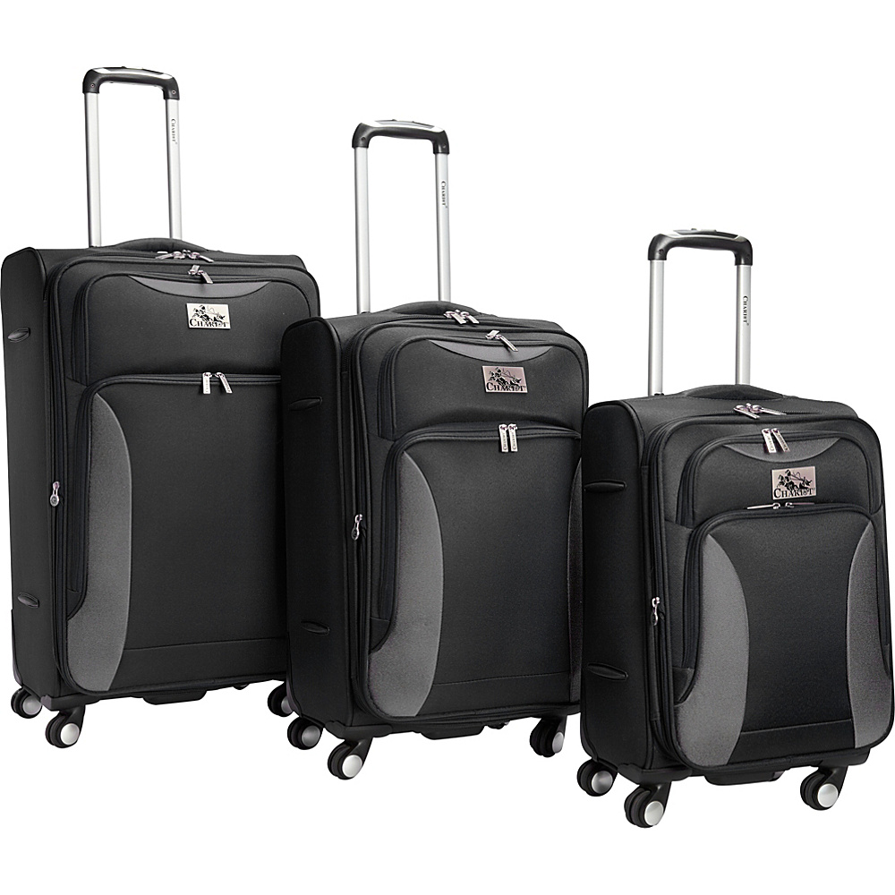 Chariot Bari 3Pc Luggage Set Black Chariot Luggage Sets