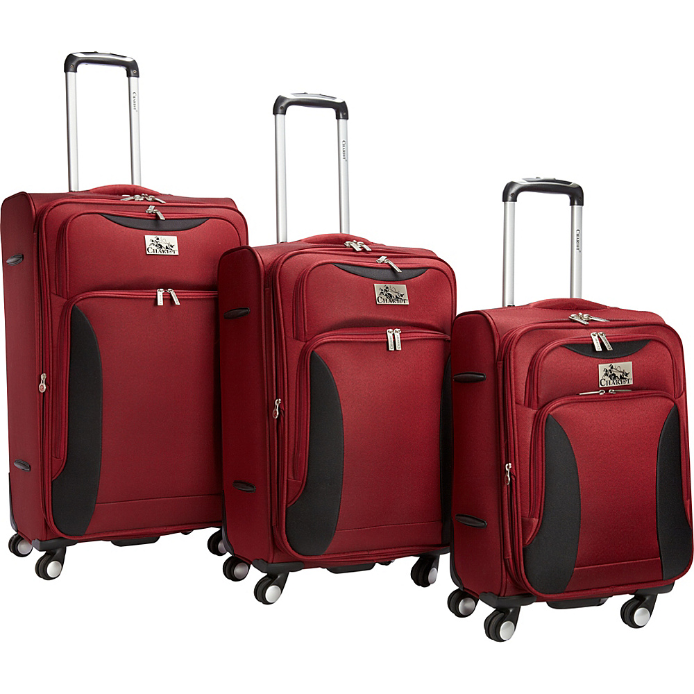 Chariot Bari 3Pc Luggage Set Red Black Chariot Luggage Sets