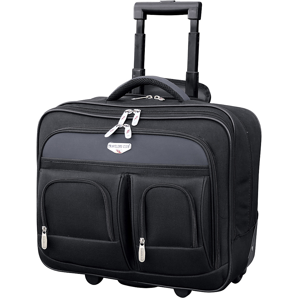 Travelers Club Luggage 17 2 Section Rolling Laptop Briefcase Black Travelers Club Luggage Wheeled Business Cases