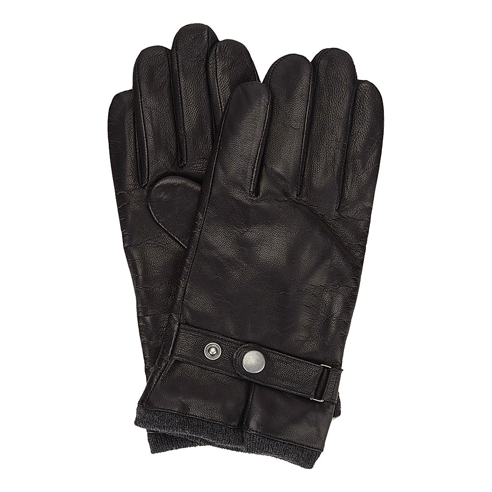 Ben Sherman Leather Glove with Heathered Knit Lining Jet Black Small Ben Sherman Hats Gloves Scarves