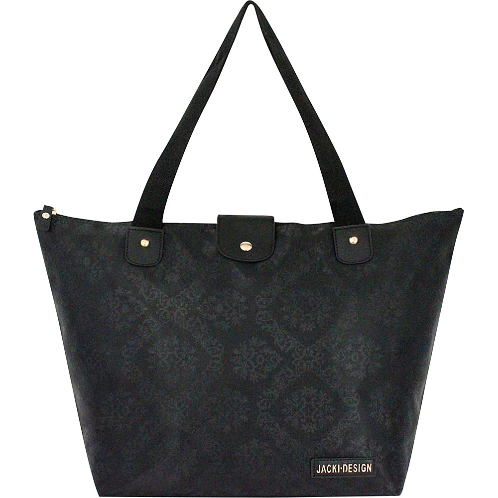 Jacki Design New Essential Foldable Tote Bag Large Black Jacki Design Fabric Handbags