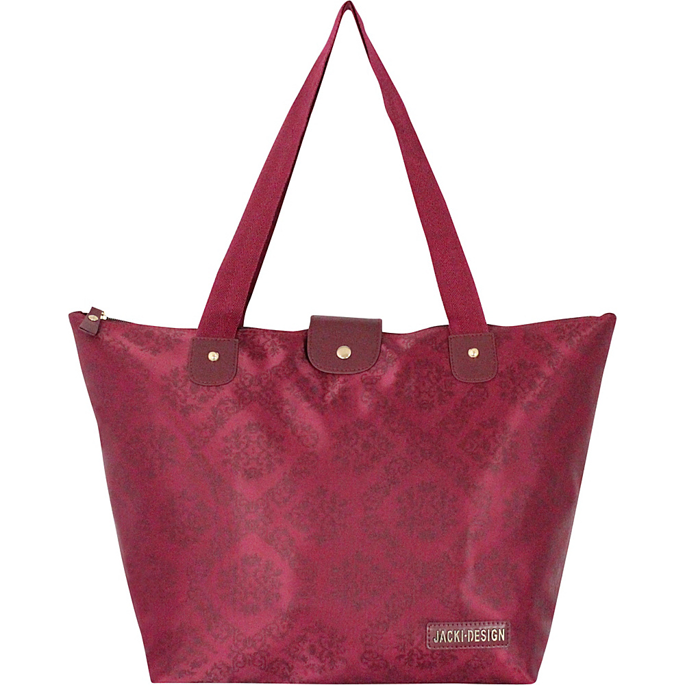 Jacki Design New Essential Foldable Tote Bag Large Burgundy Jacki Design Fabric Handbags