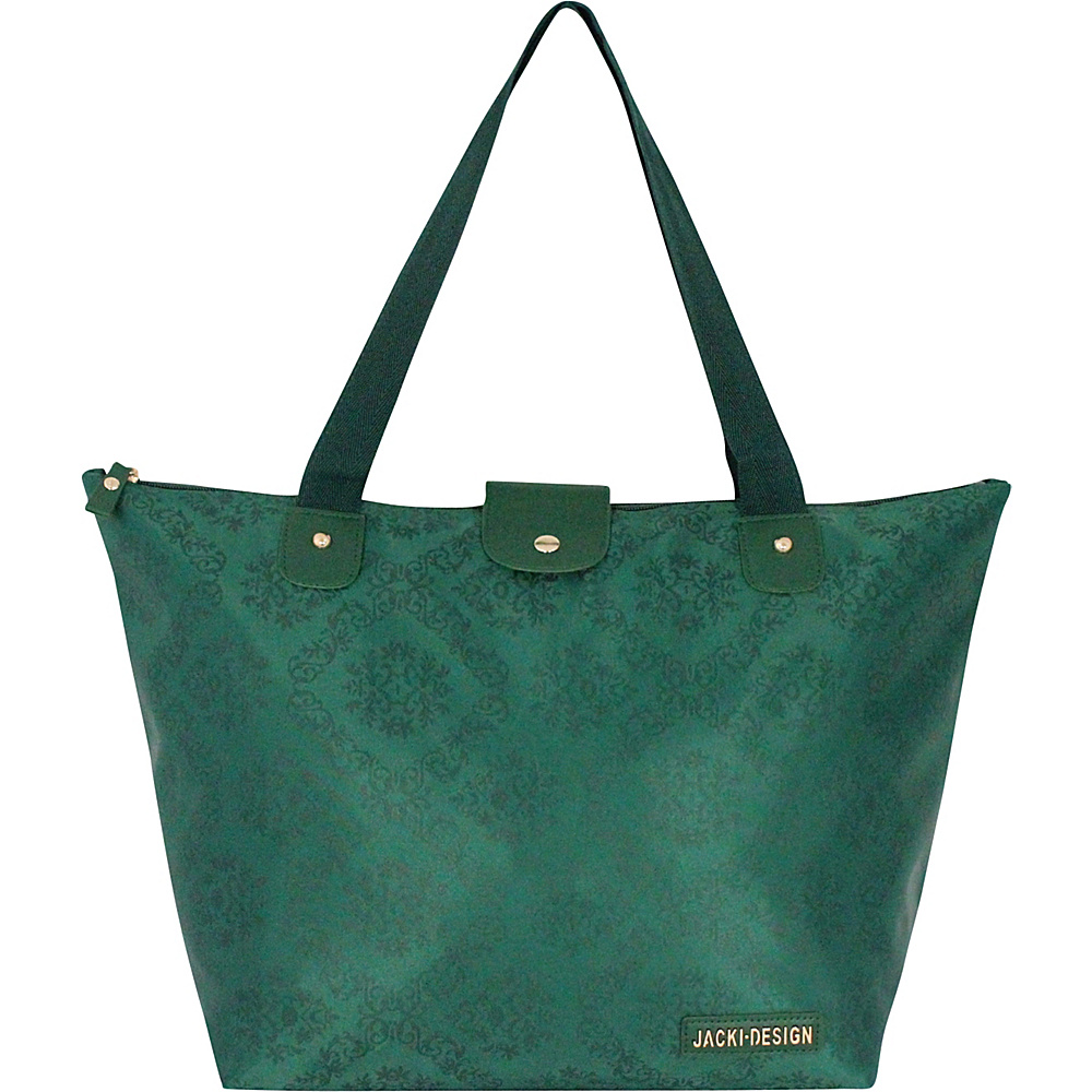 Jacki Design New Essential Foldable Tote Bag Large Emerald Jacki Design Fabric Handbags