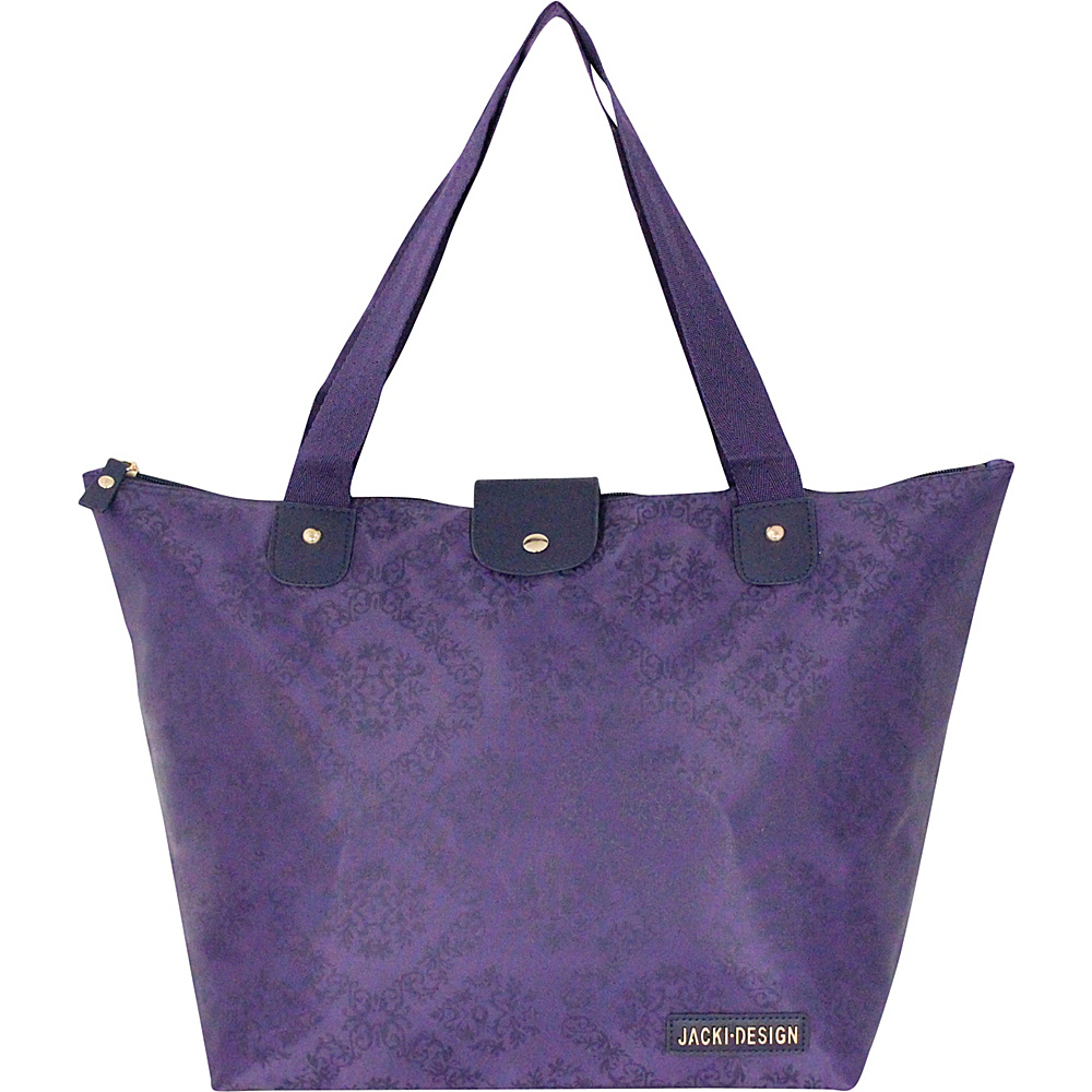Jacki Design New Essential Foldable Tote Bag Large Purple Jacki Design Fabric Handbags