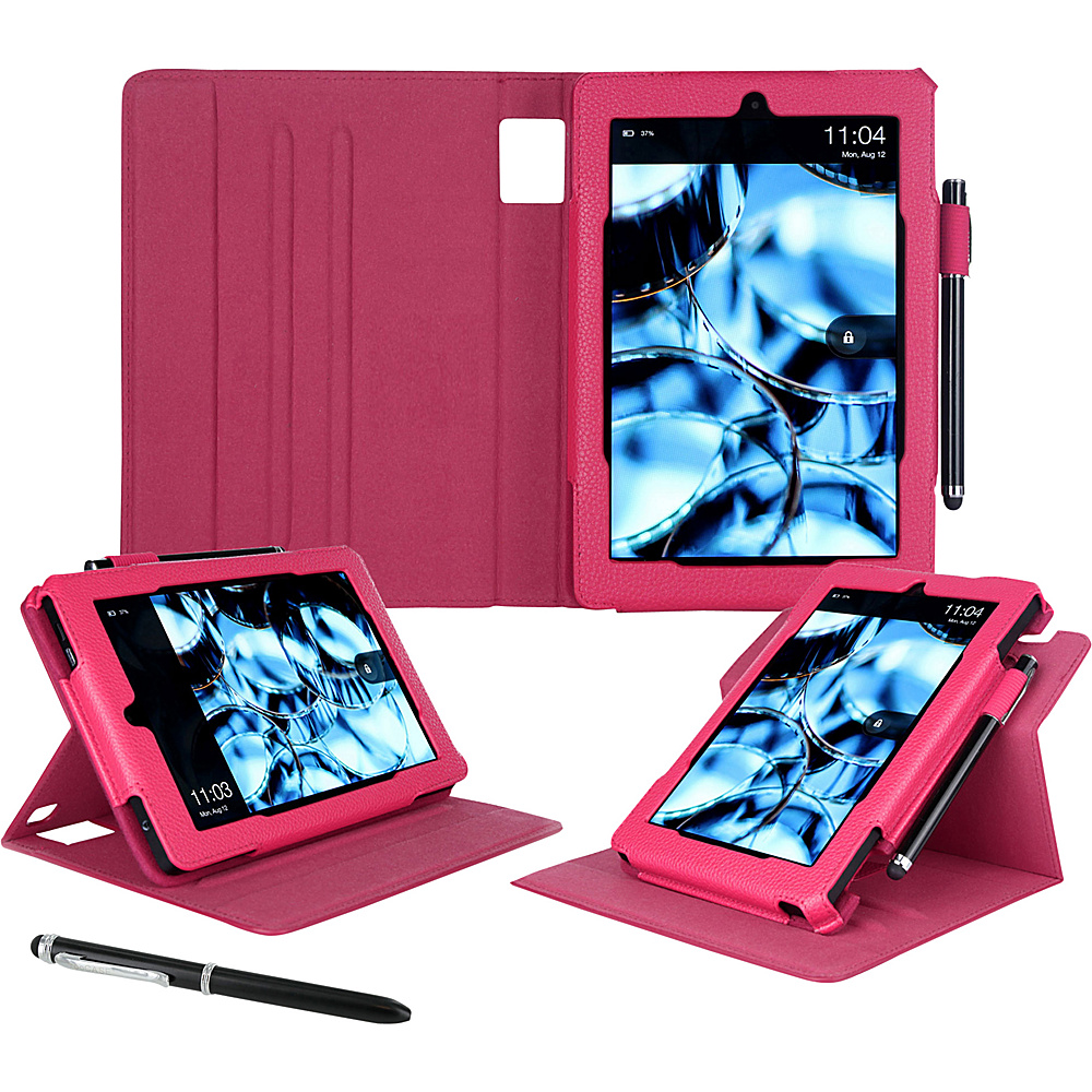 rooCASE Amazon Kindle Fire HD7 2015 Case Dual View Pro Folio Smart Cover Stand Magenta rooCASE Electronic Cases