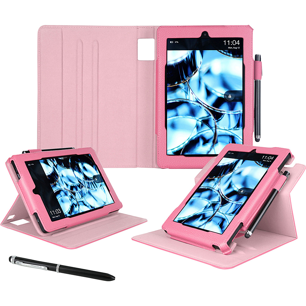 rooCASE Amazon Kindle Fire HD7 2015 Case Dual View Pro Folio Smart Cover Stand Pink rooCASE Electronic Cases