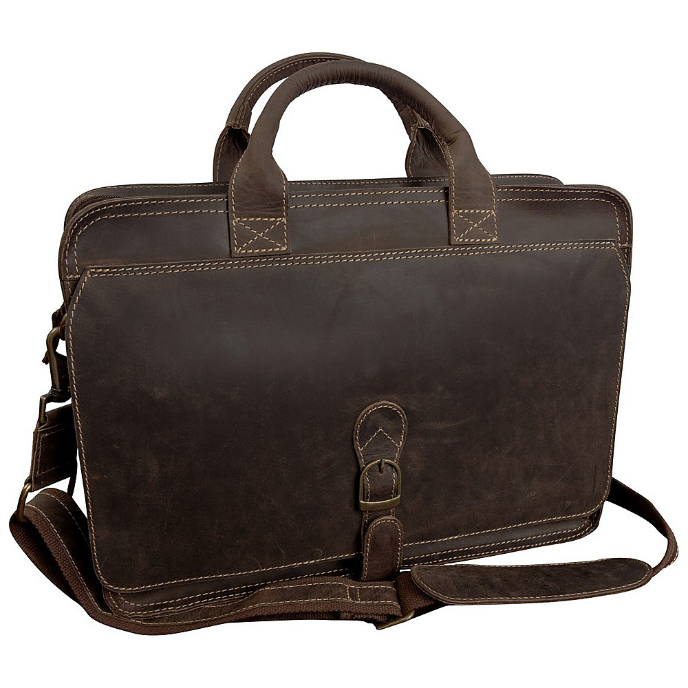 Canyon Outback Texas Canyon 15 Leather Computer Briefcase Distressed Brown Canyon Outback Non Wheeled Business Cases