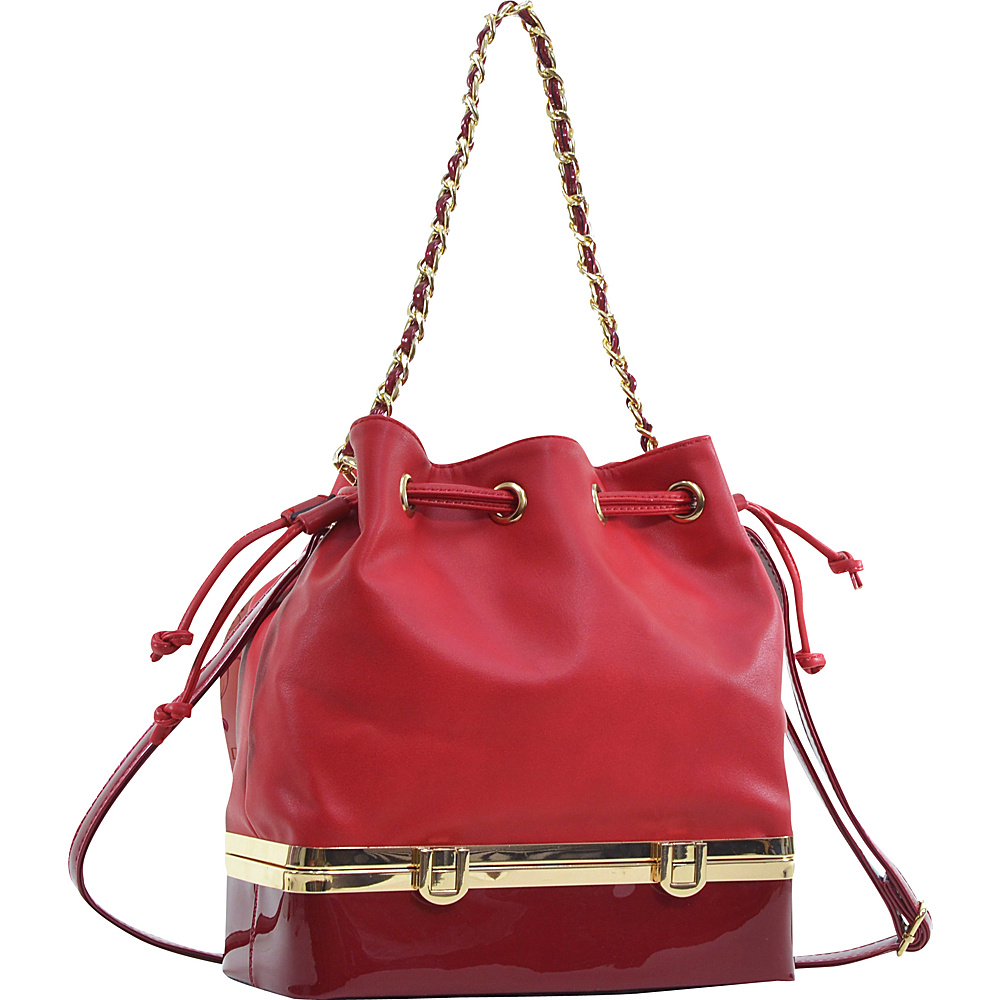 Dasein Structured Bucket Bag Red Dasein Manmade Handbags