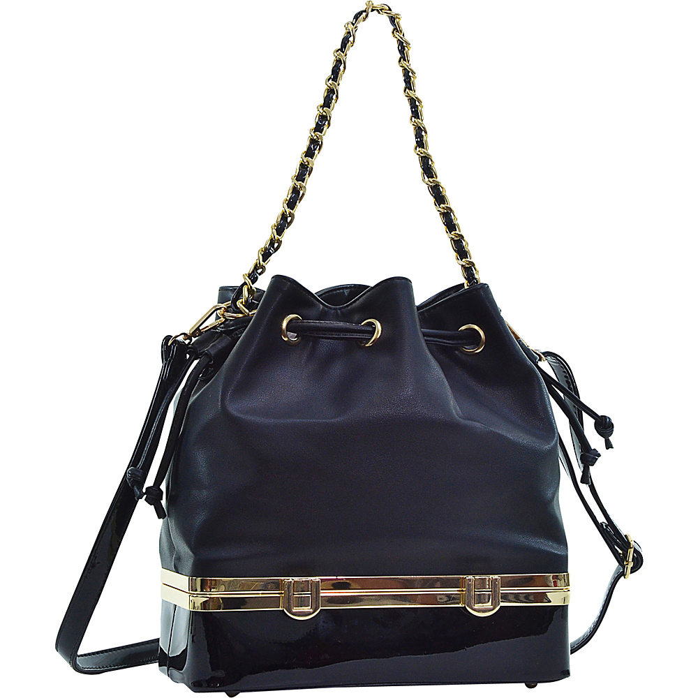 Dasein Structured Bucket Bag Black Dasein Manmade Handbags